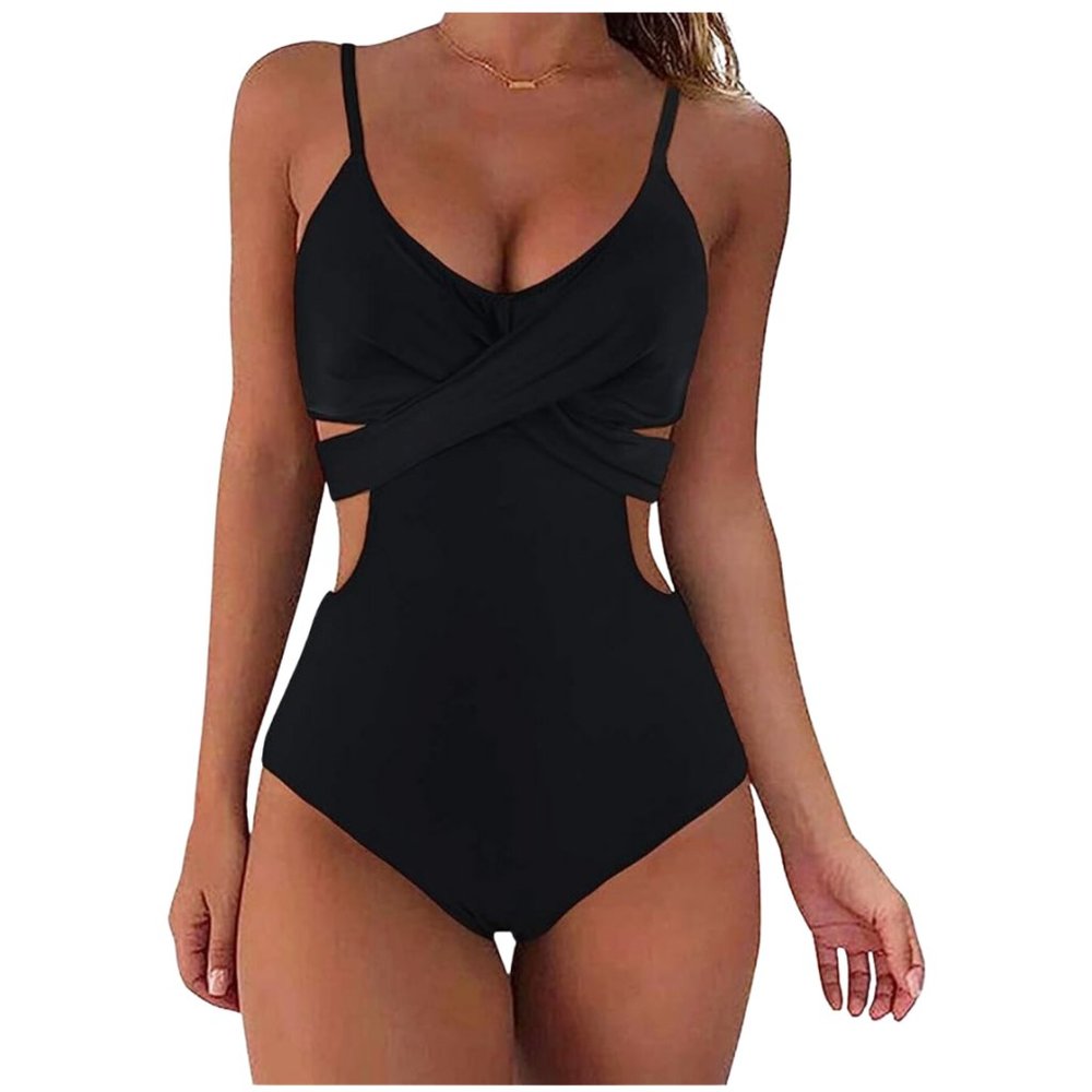 Black One-Piece Monokini Swimsuit